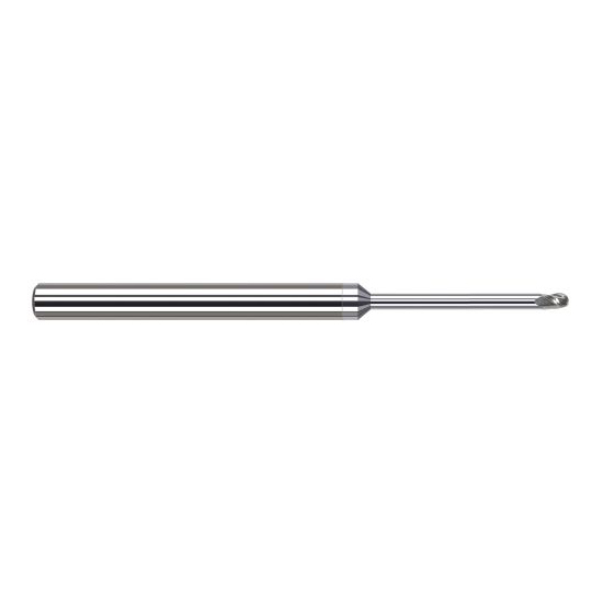 Harvey Tool 54425-C8 | 0.0250" Diameter x 1/8" Shank x 0.0370" LOC x 2-1/2" OAL 3FL TiB2 Coated Carbide Ball End Mill