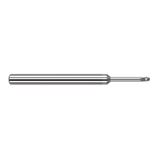 Harvey Tool 54462-C8 | 1/16" Diameter x 1/8" Shank x 3/32" LOC x 2-1/2" OAL 3FL TiB2 Coated Carbide Ball End Mill