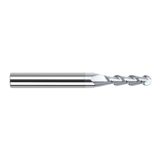 Harvey Tool 887693-C8 | 3/32" Diameter x 1/8" Shank x 1/2" LOC x 2-1/2" OAL 2FL TiB2 Coated Carbide Ball End Mill