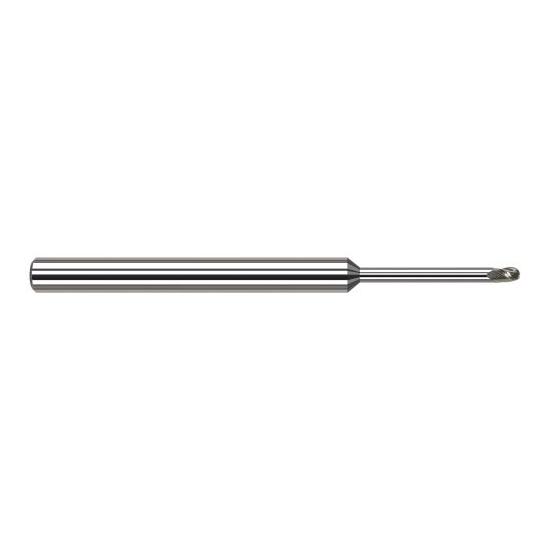 Harvey Tool 925131 | 1/32" Diameter x 1/8" Shank x 0.0460" LOC x 2-1/2" OAL 3FL Uncoated Carbide Ball End Mill