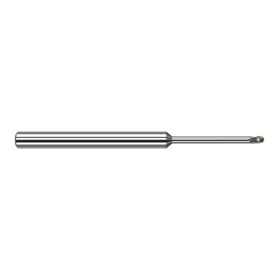 Harvey Tool 879493 | 3/32" Diameter x 1/8" Shank x 9/64" LOC x 2-1/2" OAL 3FL Uncoated Carbide Ball End Mill
