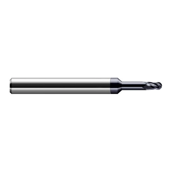 Harvey Tool 63625-C6 | 0.0250" Diameter x 1/8" Shank x 0.0370" LOC x 2-1/2" OAL 4FL AlTiN Nano Coated Carbide Ball End Mill