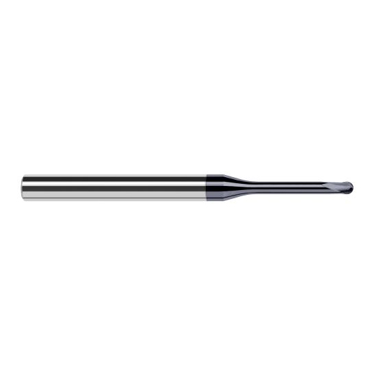 Harvey Tool 32015-C6 | 1/64" Diameter x 1/4" Shank x 0.0120" LOC x 2-1/2" OAL 2FL AlTiN Nano Coated Carbide Ball End Mill