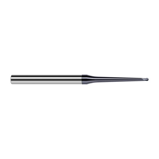 Harvey Tool 998715-C6 | 3/64" Diameter x 1/4" Shank x 0.0380" LOC x 2-1/2" OAL 2FL AlTiN Nano Coated Carbide Ball End Mill