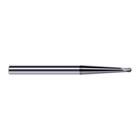 Harvey Tool 66648-C6 | 1/64" Diameter x 3/16" Shank x 0.0120" LOC x 2-1/2" OAL 2FL AlTiN Nano Coated Carbide Ball End Mill