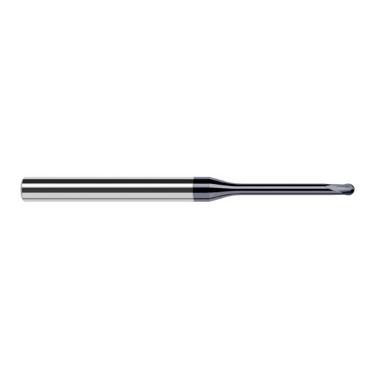 Harvey Tool 919208-C6 | 1/8" Diameter x 1/4" Shank x 0.1000" LOC x 4" OAL 2FL AlTiN Nano Coated Carbide Ball End Mill