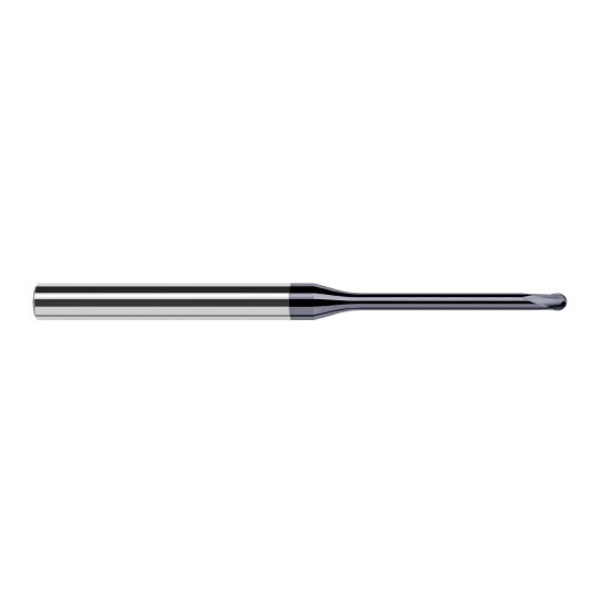 Harvey Tool 33912-C6 | 3/16" Diameter x 1/4" Shank x 0.1500" LOC x 4" OAL 2FL AlTiN Nano Coated Carbide Ball End Mill