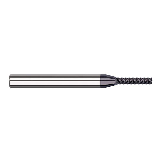 Harvey Tool 974536-C6 | 1.600mm Diameter x 4.000mm Shank x 8.000mm LOC x 50.000mm OAL 7FL AlTiN Nano Coated Carbide Single End Mill for Exotic Alloys