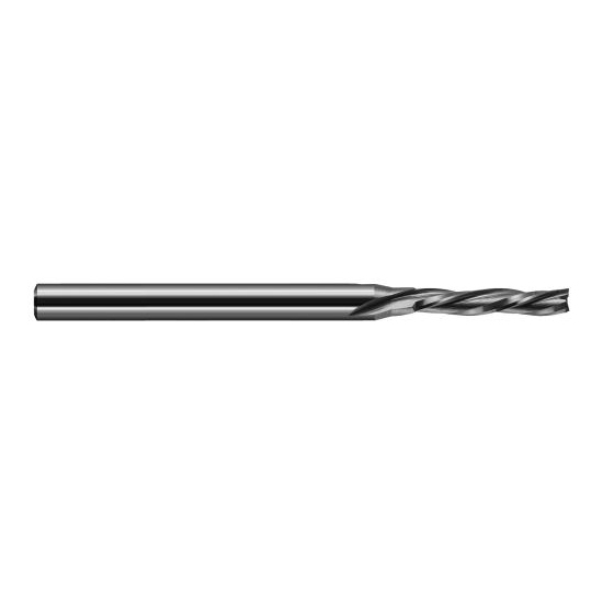 Harvey Tool 878132 | 1/2" Diameter x 1/2" Shank x 1-1/2" LOC x 4" OAL 3FL Uncoated Carbide Single End Mill