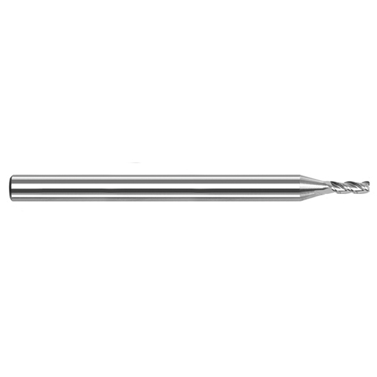 Harvey Tool 53015-C4 | 1/64" Diameter x 1/8" Shank x 5/64" LOC x 2-1/2" OAL 0.0020" Radius 3FL Amorphous Diamond Coated Carbide Corner Radius & Corner Chamfer End Mill for Aluminum Alloys
