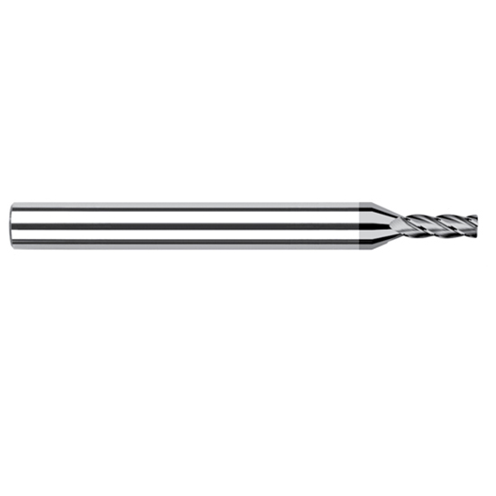 Harvey Tool 977178 | 5/64" Diameter x 1/8" Shank x 0.2340" LOC x 1-1/2" OAL 0.0100" Radius 4FL CVD Diamond Coated Carbide Corner Radius & Corner Chamfer End Mill for Diamond Tooling
