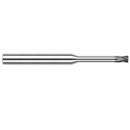 Harvey Tool 61615 | 1/64" Diameter x 1/8" Shank x 0.0230" LOC x 2-1/2" OAL 0.0030" Radius 4FL CVD Diamond Coated Carbide Corner Radius & Corner Chamfer End Mill for Diamond Tooling