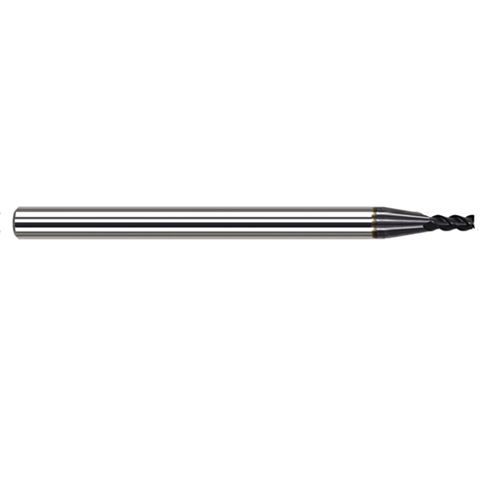 Harvey Tool 908916-C6 | 1/4" Diameter x 1/4" Shank x 3/8" LOC x 2-1/2" OAL 0.0050" Radius AlTiN Nano Coated Carbide Corner Radius & Corner Chamfer End Mil