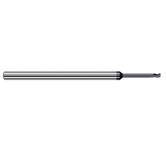 Harvey Tool 968915-C6 | 1/64" Diameter x 1/8" Shank x 0.0230" LOC x 2-1/2" OAL 0.0030" Radius AlTiN Nano Coated Carbide Corner Radius & Corner Chamfer End Mil