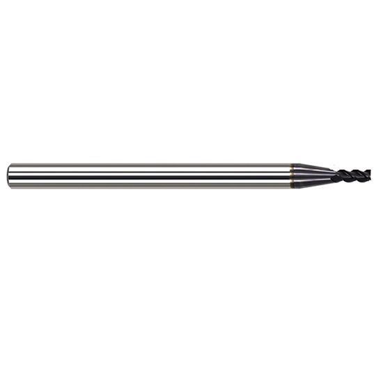 Harvey Tool 980347-C3 | 3/64" Diameter x 1/8" Shank x 1/4" LOC x 2-1/2" OAL 0.0030" Radius 3FL AlTiN Coated Carbide Corner Radius & Corner Chamfer End Mill for Free Machining Steels