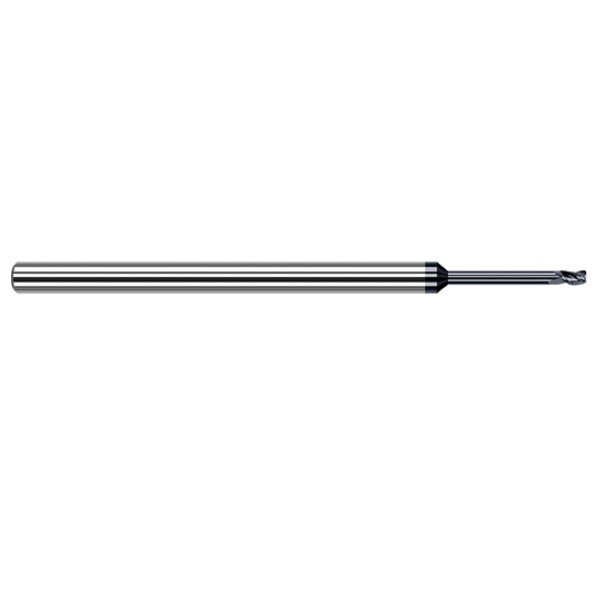 Harvey Tool 55047-C3 | 3/64" Diameter x 1/8" Shank x 0.0710" LOC x 2-1/2" OAL 0.0050" Radius 3FL AlTiN Coated Carbide Corner Radius & Corner Chamfer End Mill for Medium Alloy Steels
