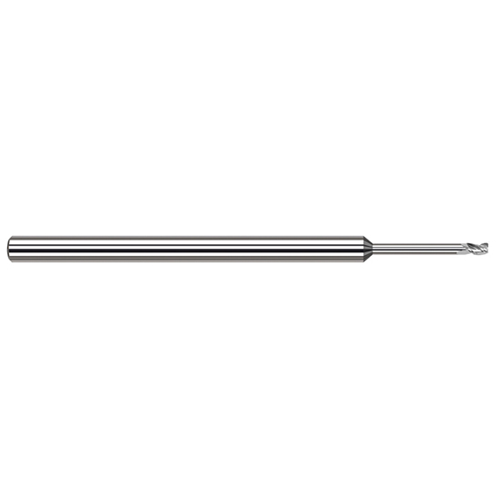 Harvey Tool 956525 | 0.0250" Diameter x 1/8" Shank x 0.0380" LOC x 2-1/2" OAL 0.0020" Radius 3FL Uncoated Carbide Corner Radius & Corner Chamfer End Mill for Aluminum Alloys