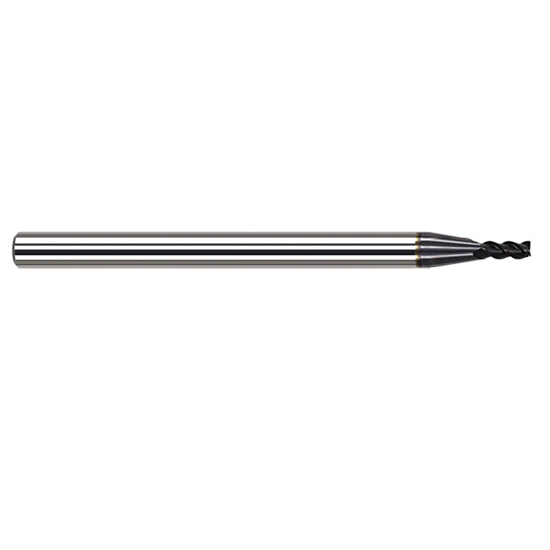 Harvey Tool 965833-C6 | 1.500mm Diameter x 4.000mm Shank x 7.500mm LOC x 50.000mm OAL 0.200mm Radius AlTiN Nano Coated Carbide Corner Radius & Corner Chamfer End Mil