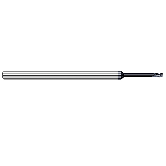 Harvey Tool 987322-C6 | 1.000mm Diameter x 4.000mm Shank x 1.500mm LOC x 50.000mm OAL 0.100mm Radius AlTiN Nano Coated Carbide Corner Radius & Corner Chamfer End Mil