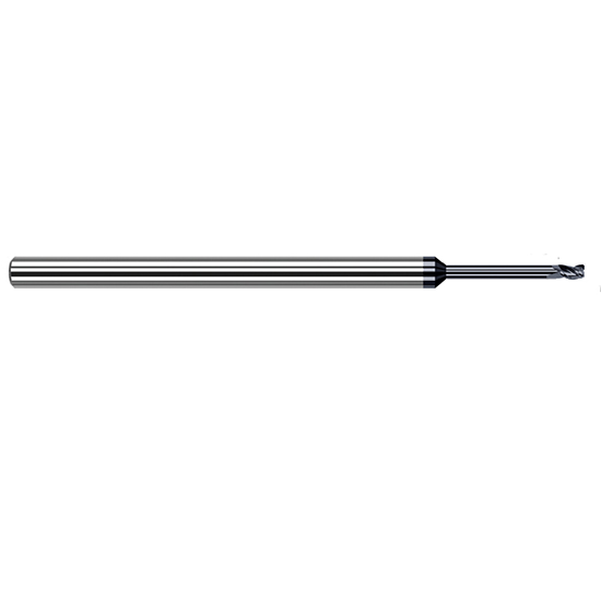 Harvey Tool 971533-C6 | 1.500mm Diameter x 4.000mm Shank x 2.200mm LOC x 63.000mm OAL 0.200mm Radius AlTiN Nano Coated Carbide Corner Radius & Corner Chamfer End Mil