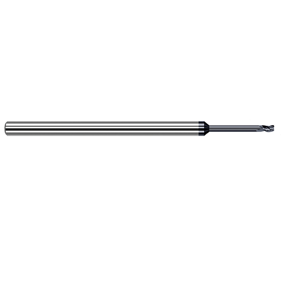 Harvey Tool 975533-C3 | 1.500mm Diameter x 4.000mm Shank x 2.200mm LOC x 63.000mm OAL 0.200mm Radius 3FL AlTiN Coated Carbide Corner Radius & Corner Chamfer End Mill for Medium Alloy Steels