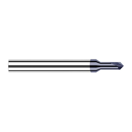 Harvey Tool 994830-C3 | 1/8" Diameter x 1/8" Shank 60 Degree Included Angle 0.0930" Overall Reach 2FL AlTiN Coated Solid Carbide Chamfer Mill