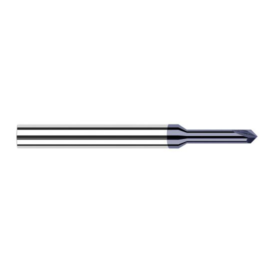 Harvey Tool 846045-C3 | 1/8" Diameter x 1/8" Shank 90 Degree Included Angle 0.3750" Overall Reach 2FL AlTiN Coated Solid Carbide Chamfer Mill