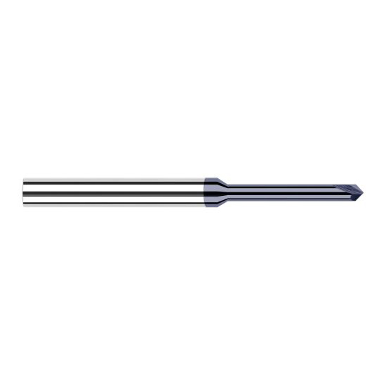 Harvey Tool 55645-C3 | 1/8" Diameter x 1/8" Shank 90 Degree Included Angle 0.5000" Overall Reach 2FL AlTiN Coated Solid Carbide Chamfer Mill