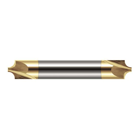 Harvey Tool 46010-C1 | 1/8" Diameter x 1/8" Shank x 1-1/2" OAL 0.0470" Tip Diameter 2FL TiN Coated Solid Carbide Double End Corner Rounding End Mill