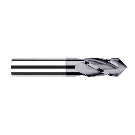 Harvey Tool 15307-C3 | 7/64" Diameter x 1/8" Shank x 3/8" LOC 90 Degree Point Angle 4FL AlTiN Coated Solid Carbide Drill Mill