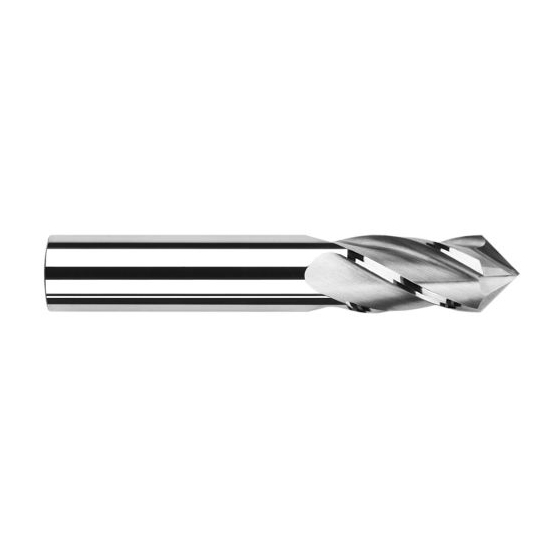 Harvey Tool 15324 | 3/8" Diameter x 3/8" Shank x 7/8" LOC 90 Degree Point Angle 4FL Uncoated Solid Carbide Drill Mill
