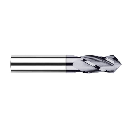 Harvey Tool 27440-C3 | 5/8" Diameter x 5/8" Shank x 1-1/4" LOC 100 Degree Point Angle 4FL AlTiN Coated Solid Carbide Drill Mill