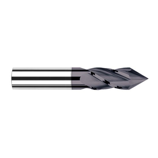 Harvey Tool 15440-C3 | 5/8" Diameter x 5/8" Shank x 1-1/4" LOC 60 Degree Point Angle 4FL AlTiN Coated Solid Carbide Drill Mill
