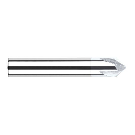 Harvey Tool 18520-C8 | 20 Degree Angle per Side 0.2610" LOC x 0.2500" Shank TiB2 Coated Solid Carbide Deburring Chamfer Mill