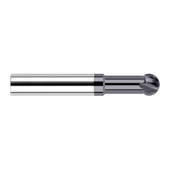 Harvey Tool 22916-C3 | 220 Degree Sperical Ball 1/4" Diameter x 1/4" Shank x 0.1680" LOC x 4" OAL 4FL AlTiN Coated Carbide Undercutting End Mill