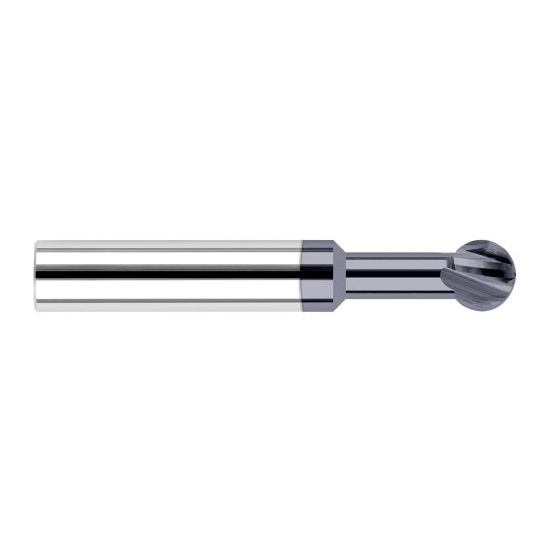 Harvey Tool 39703-C3 | 270 Degree Sperical Ball 3/64" Diameter x 1/8" Shank x 0.0400" LOC x 1-1/2" OAL 2FL AlTiN Coated Carbide Undercutting End Mill