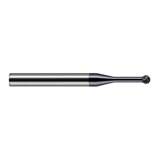 Harvey Tool 980547-C3 | 270 Degree Sperical Ball 3/64" Diameter x 1/8" Shank x 0.0400" LOC x 1-1/2" OAL FL AlTiN Coated Carbide Undercutting End Mill