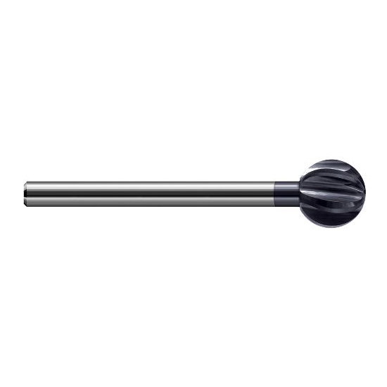 Harvey Tool 947432-C3 | 300 Degree Sperical Ball 1/2" Diameter x 3/16" Shank x 0.4720" LOC x 4" OAL 6FL AlTiN Coated Carbide Undercutting End Mill