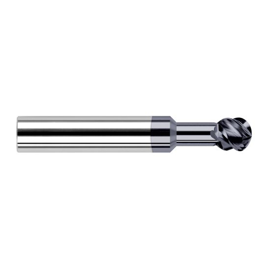 Harvey Tool 997124-C3 | 270 Degree Sperical Ball 3/8" Diameter x 3/8" Shank x 0.3200" LOC x 4" OAL 4FL AlTiN Coated Carbide Undercutting End Mill