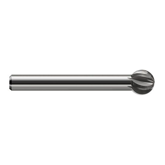 Harvey Tool 956164 | 270 Degree Sperical Ball 1" Diameter x 5/8" Shank x 0.8730" LOC x 5" OAL 6FL Uncoated Carbide Undercutting End Mill