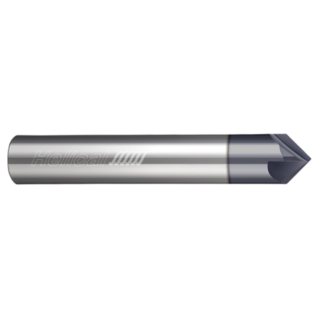 Helical Solutions 06153 | HCM90-40375 3/8" Cutter Head Diameter x 3/8" Shank x 2-1/2" OAL x 90 Degree Included Angle 4 Flute Aplus Coated Solid Carbide Chamfer Mill