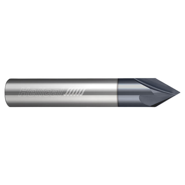 Helical Solutions 06378 | HCM60-40500 1/2" Cutter Head Diameter x 1/2" Shank x 3" OAL x 60 Degree Included Angle 4 Flute Aplus Coated Solid Carbide Chamfer Mill