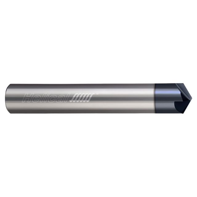 Helical Solutions 06498 | HCM120-40250 1/4" Cutter Head Diameter x 1/4" Shank x 2-1/2" OAL x 120 Degree Included Angle 4 Flute Aplus Coated Solid Carbide Chamfer Mill