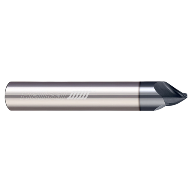 Helical Solutions 07001 | HPCM60-30250 1/4" Cutter Head Diameter x 1/4" Shank x 2-1/2" OAL x 60 Degree Included Angle 3 Flute Aplus Coated Solid Carbide Chamfer Mill
