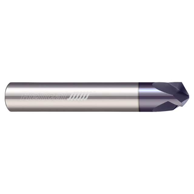 Helical Solutions 07015 | HPCM120-30250 1/4" Cutter Head Diameter x 1/4" Shank x 2-1/2" OAL x 120 Degree Included Angle 3 Flute Aplus Coated Solid Carbide Chamfer Mill