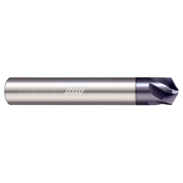 Helical Solutions 07034 | HPCM120-50375 3/8" Cutter Head Diameter x 3/8" Shank x 2-1/2" OAL x 120 Degree Included Angle 5 Flute Aplus Coated Solid Carbide Chamfer Mill