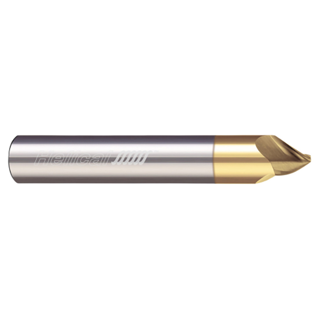 Helical Solutions 59818 | HPCM60-30625 5/8" Cutter Head Diameter x 5/8" Shank x 3" OAL x 60 Degree Included Angle 3 Flute Zplus Coated Solid Carbide Chamfer Mill