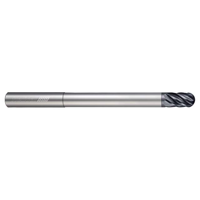 Helical Solutions 82646 | HEV-RN-M-60750-BN 3/4" Diameter x 3/4" Shank x 1" LOC x 6" OAL 6 Flute Aplus Coated Solid Carbide Ball End For Steels, High-Temp Alloys & Titanium