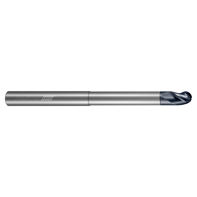 Helical Solutions 13092 | HST-RN-M-30187-BN 3/16" Diameter x 3/16" Shank x LOC x 3" OAL 3 Flute Aplus Coated Solid Carbide Ball End For Steels, High-Temp Alloys & Titanium