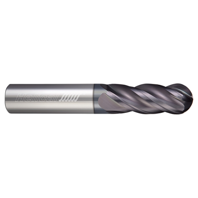 Helical Solutions 56497 | HSV-S-40500-BN 1/2" Diameter x 1/2" Shank x 5/8" LOC x 2-1/2" OAL 4 Flute Aplus Coated Solid Carbide Ball End For Steels, High-Temp Alloys & Titanium